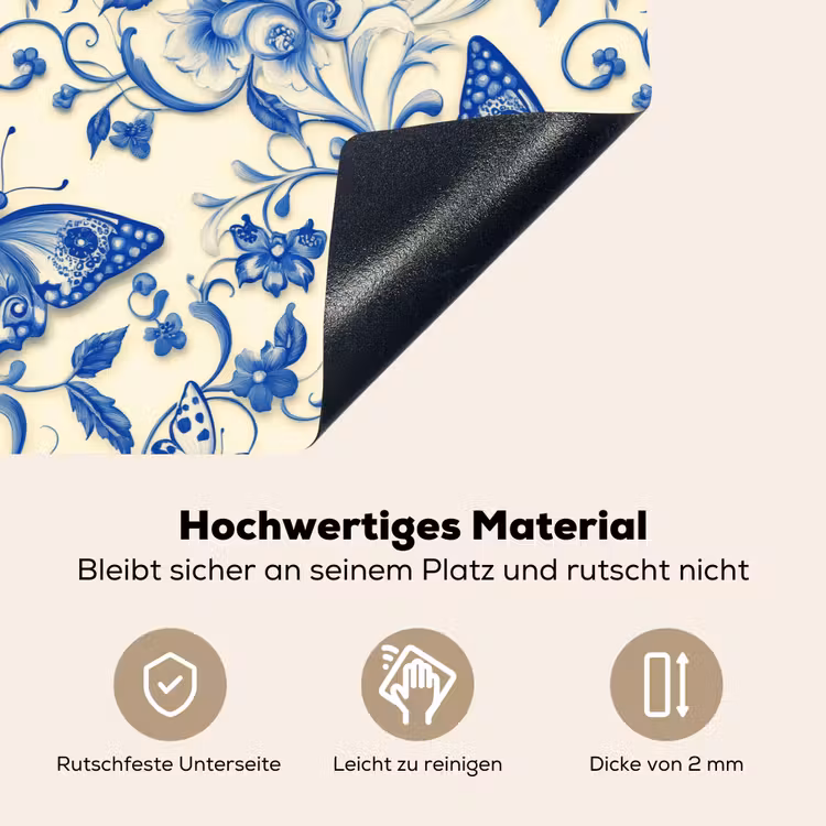 Vlinders - Bloemen - Blauw - Botanisch Inductie beschemer met haakjes klein 777 -ky-onderkant-de