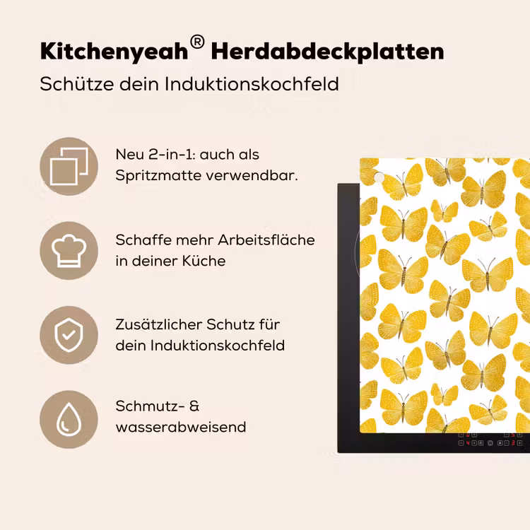 Vlinders - Botanisch - Illustratie - Geel - Wit Inductie beschemer met haakjes klein 777 -ky-usp-de