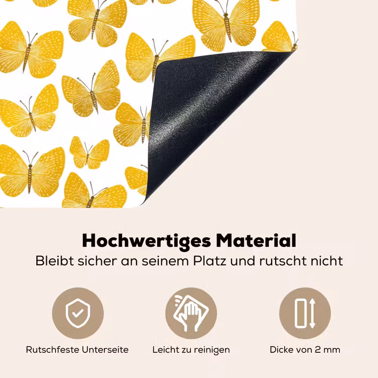 Vlinders - Botanisch - Illustratie - Geel - Wit Inductie beschemer met haakjes klein 777 -ky-onderkant-de