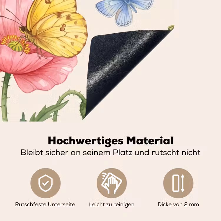 Vlinders - Klaprozen - Illustratie - Kleurrijk Inductie beschemer met haakjes klein -ky-onderkant-de