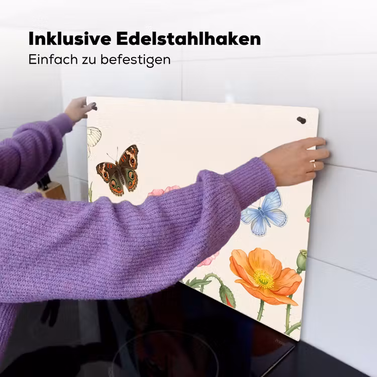 Vlinders - Klaprozen - Illustratie - Kleurrijk Inductie beschemer met haakjes klein -ky-ophangen-de
