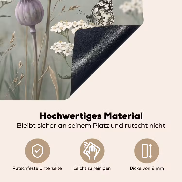 Vlinders - Wildbloemen - Illustratie - Kleurrijk Inductie beschemer met haakjes klein -ky-onderkant-de