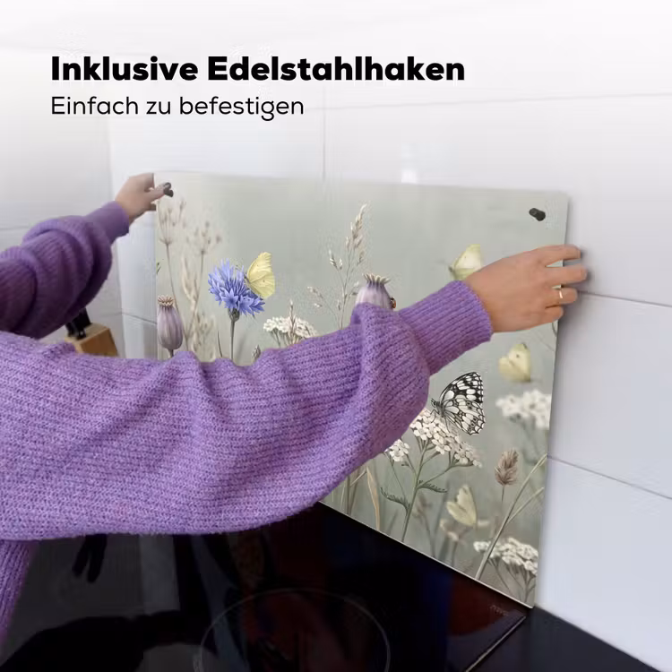 Vlinders - Wildbloemen - Illustratie - Kleurrijk Inductie beschemer met haakjes klein -ky-ophangen-de