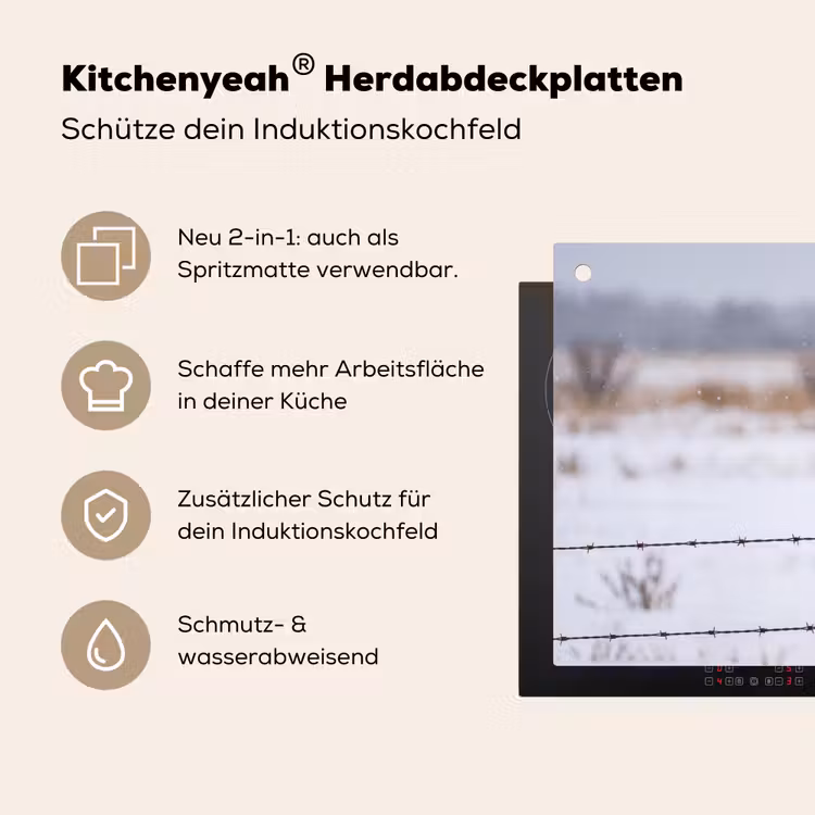 Sneeuwuil - Hek - Sneeuw - Wit Inductie beschemer met haakjes klein -ky-usp-de