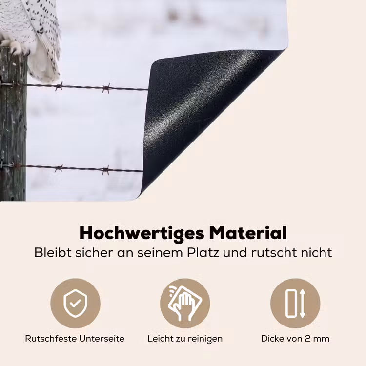Sneeuwuil - Hek - Sneeuw - Wit Inductie beschemer met haakjes klein -ky-onderkant-de