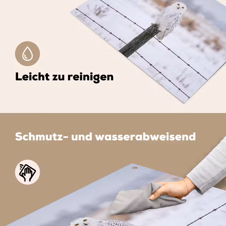 Sneeuwuil - Hek - Sneeuw - Wit Inductie beschemer met haakjes klein -ky-schoon-de