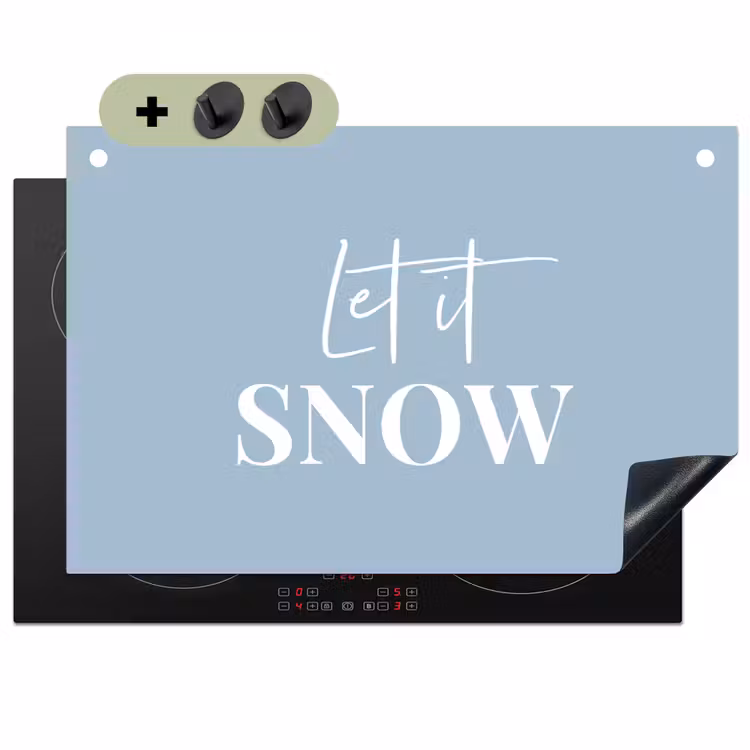 2-in-1 Herdabdeckplatte & Spritzschutz - Schnee - Winter - Blau - Lass es schneien - Sneeuw - Winter - Blauw - Let it snow Inductie beschemer met haakjes klein