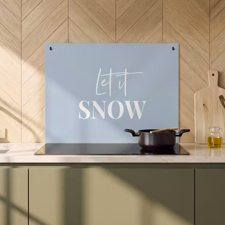 2-in-1 Herdabdeckplatte & Spritzschutz - Schnee - Winter - Blau - Lass es schneien - Sneeuw - Winter - Blauw - Let it snow Inductie beschemer met haakjes klein