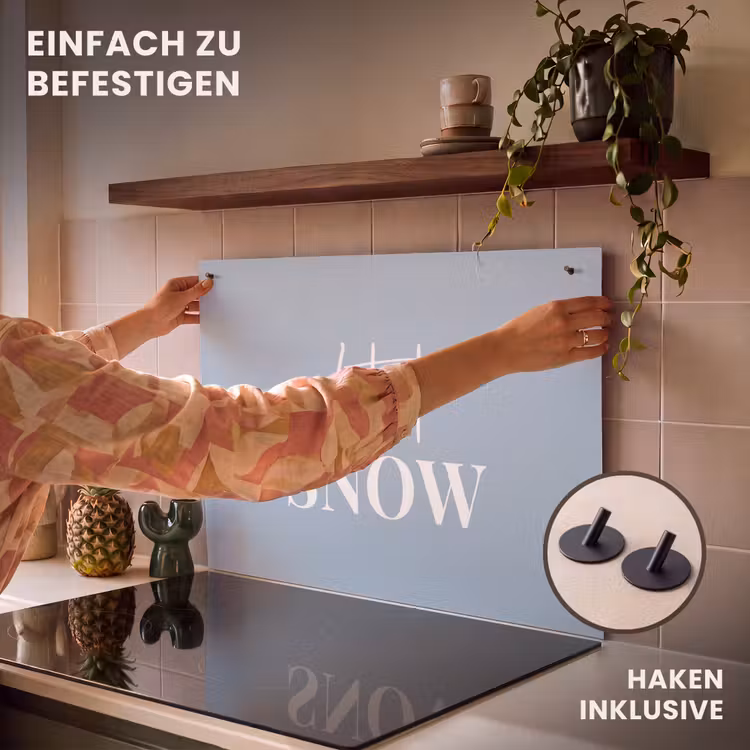 2-in-1 Herdabdeckplatte & Spritzschutz - Schnee - Winter - Blau - Lass es schneien - Sneeuw - Winter - Blauw - Let it snow Inductie beschemer met haakjes klein
