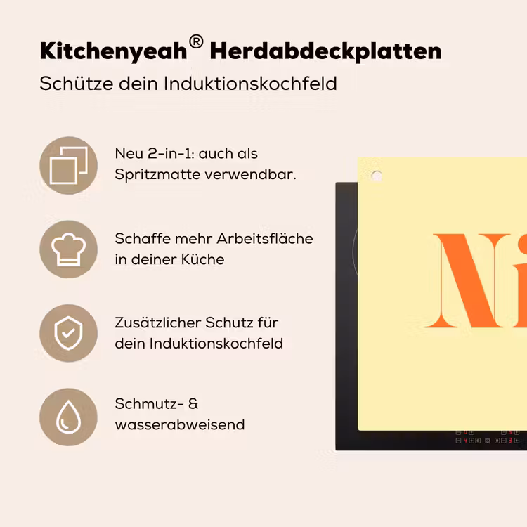 Nice - Oranje - Geel - Minimalistisch Inductie beschemer met haakjes klein -ky-usp-de