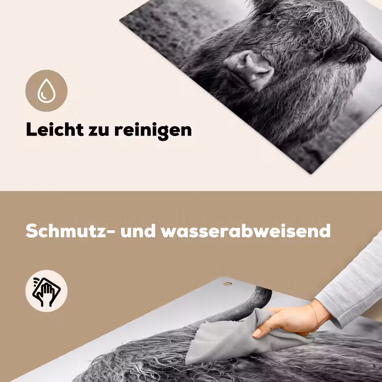Schotse hooglander - Zwart - Wit - Gras Inductie beschemer met haakjes klein -ky-schoon-de