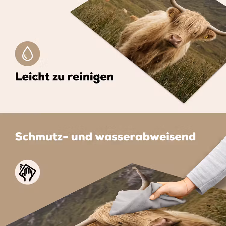 Schotse hooglander - Bergen - Grasveld Inductie beschemer met haakjes klein -ky-schoon-de