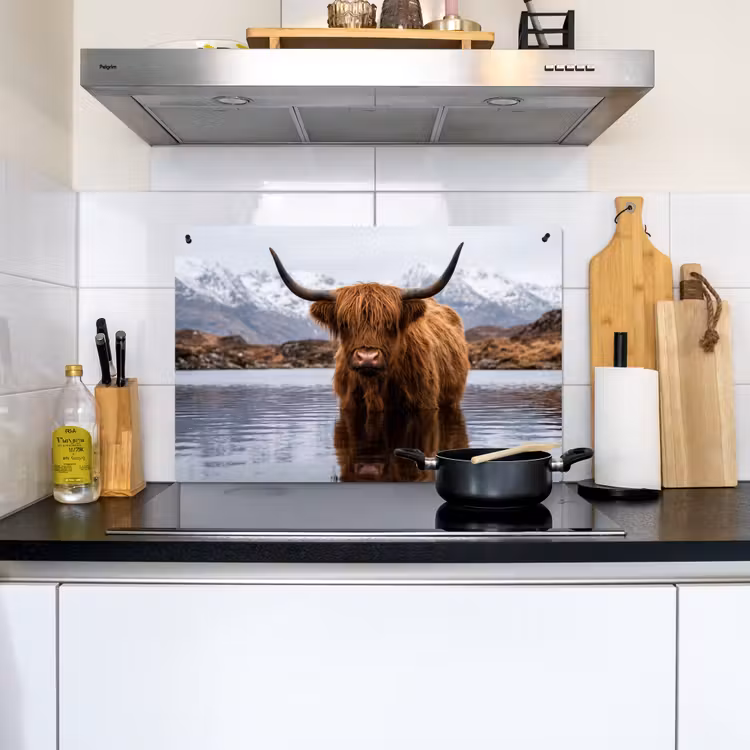 Schotse hooglander - Bruin - Water Inductie beschemer met haakjes klein -sfeer2