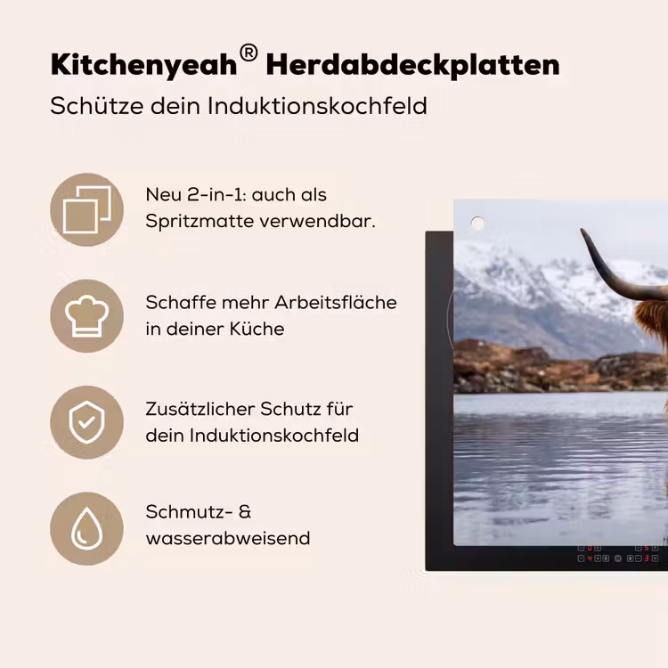 Schotse hooglander - Bruin - Water Inductie beschemer met haakjes klein -ky-usp-de