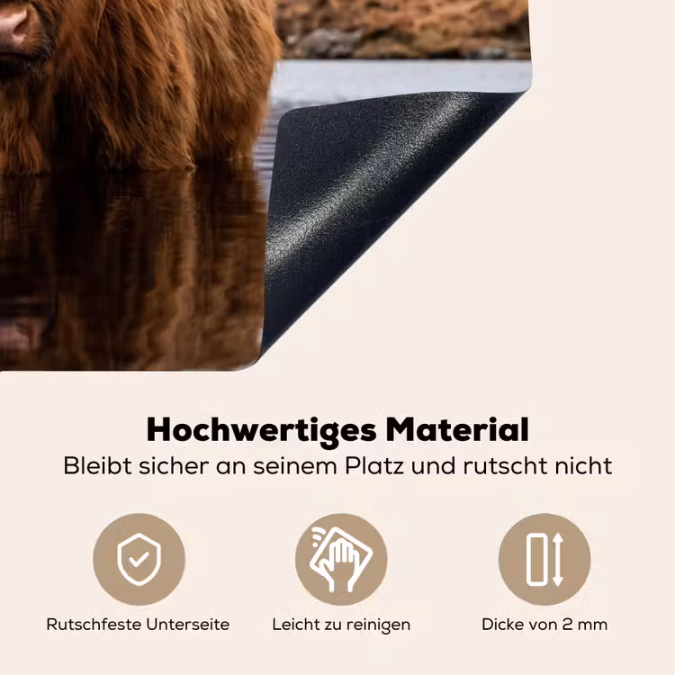 Schotse hooglander - Bruin - Water Inductie beschemer met haakjes klein -ky-onderkant-de