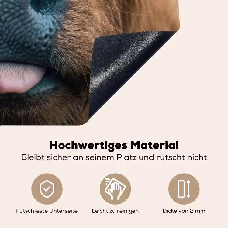 Schotse hooglander - Neus - Bruin Inductie beschemer met haakjes klein -ky-onderkant-de
