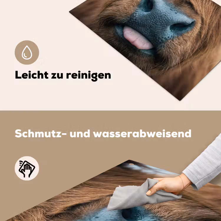 Schotse hooglander - Neus - Bruin Inductie beschemer met haakjes klein -ky-schoon-de