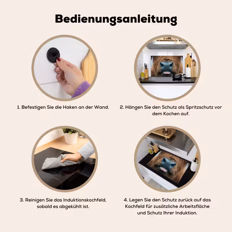 Schotse hooglander - Neus - Bruin Inductie beschemer met haakjes klein -ky-gebruik-de