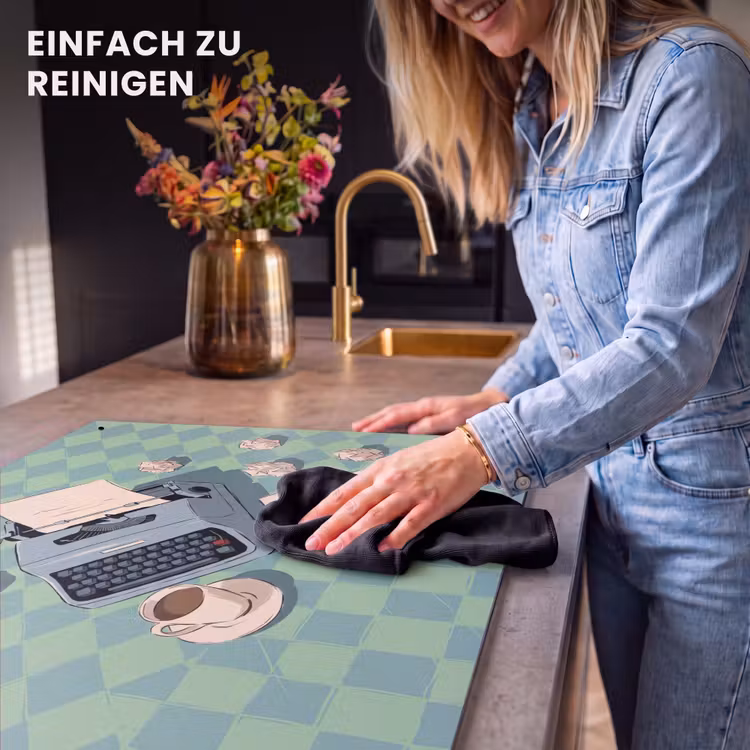 Typemachine - Kantoor - Vintage - Illustratie - Groen Inductie beschemer met haakjes klein -ky-schoon-de