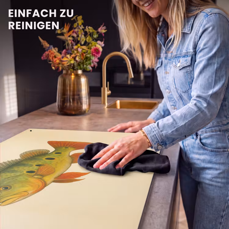 2-in-1 Herdabdeckplatte & Spritzschutz - Schuppen - Fisch - Grün - Illustration - Schubben - Vis - Groen - Illustratie Inductie beschemer met haakjes klein
