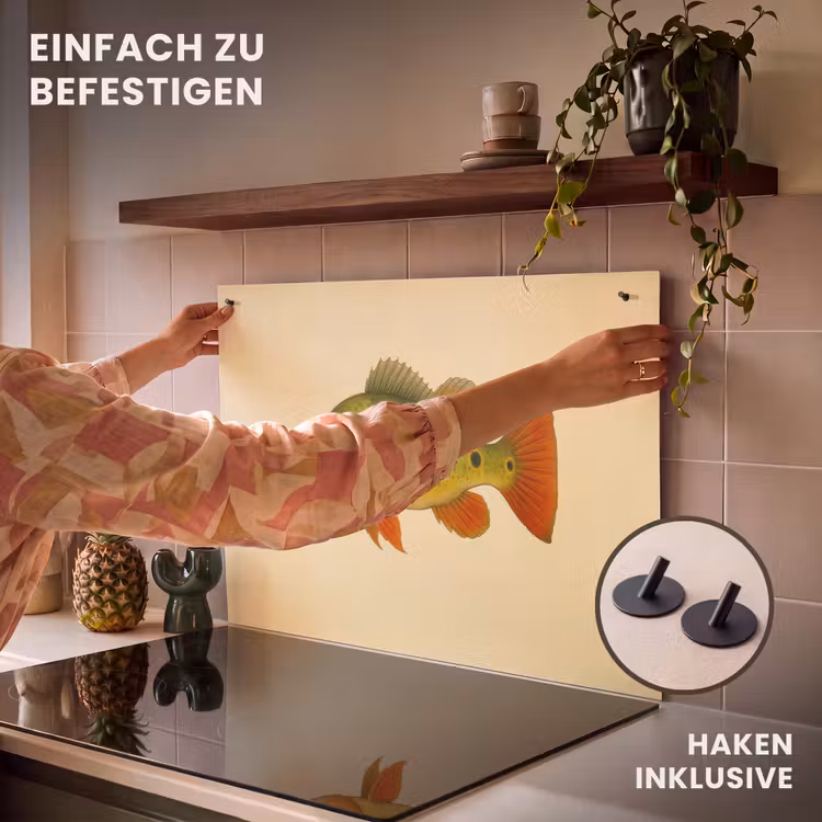 2-in-1 Herdabdeckplatte & Spritzschutz - Schuppen - Fisch - Grün - Illustration - Schubben - Vis - Groen - Illustratie Inductie beschemer met haakjes klein