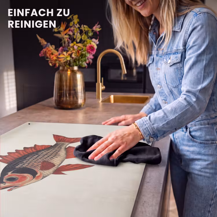 2-in-1 Herdabdeckplatte & Spritzschutz - Schuppen - Rot - Fisch - Flossen - Schubben - Rood - Vis - Vinnen Inductie beschemer met haakjes klein