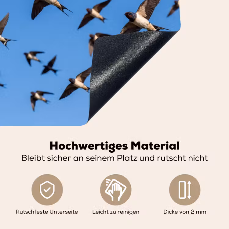 Zwaluwen - Vliegen - Blauw Inductie beschemer met haakjes klein -ky-onderkant-de