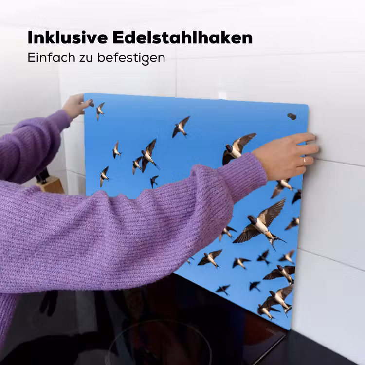 Zwaluwen - Vliegen - Blauw Inductie beschemer met haakjes klein -ky-ophangen-de