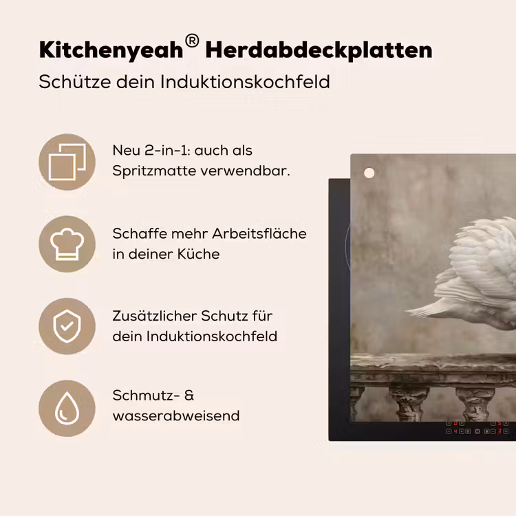 Zwaan - Elegant - Dieren - Wit Inductie beschemer met haakjes klein -ky-usp-de