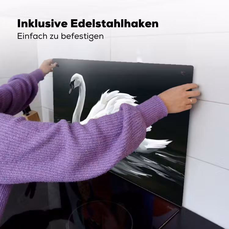 Zwaan - Water - Natuur - Realistisch - Wit Inductie beschemer met haakjes klein -ky-ophangen-de