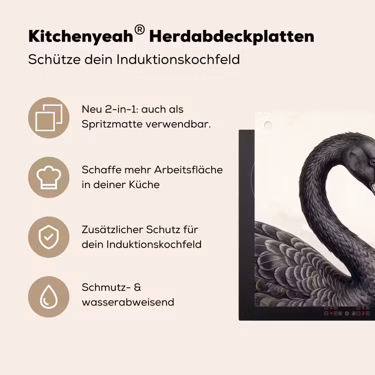 Zwanen - Hartvorm - Dieren Inductie beschemer met haakjes klein -ky-usp-de