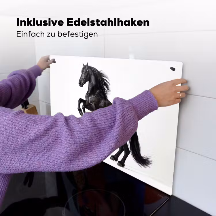 Zwart - Paard - Portret Inductie beschemer met haakjes klein -ky-ophangen-de