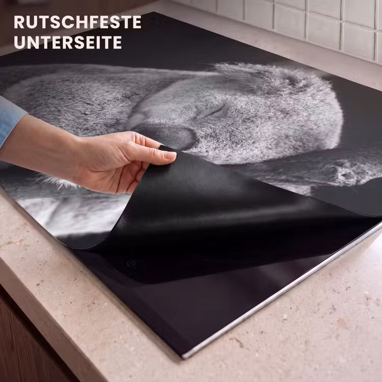 2-in-1 Herdabdeckplatte & Spritzschutz - Schwarz - Weiß - Koala - Zwart - Wit - Koala Inductie beschemer met haakjes klein