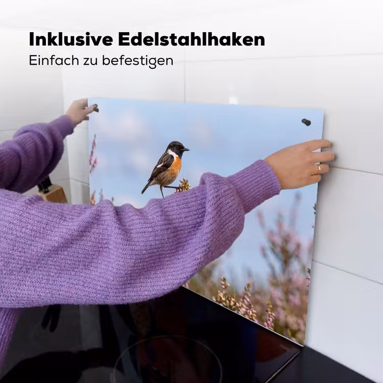 Roodborsttapuit - Heide - Paars - Natuur - Sfeervol Inductie beschemer met haakjes klein -ky-ophangen-de