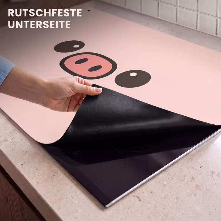 2-in-1 Herdabdeckplatte & Spritzschutz - Schwein - Rosa - Minimalistisch - Varken - Roze - Minimalistisch Inductie beschemer met haakjes klein