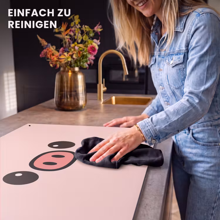 2-in-1 Herdabdeckplatte & Spritzschutz - Schwein - Rosa - Minimalistisch - Varken - Roze - Minimalistisch Inductie beschemer met haakjes klein