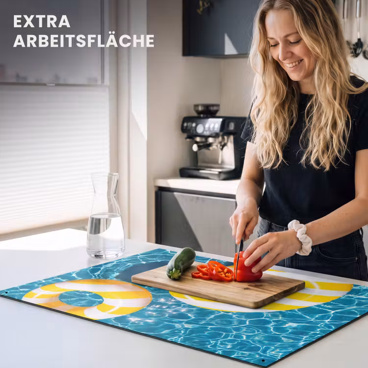 Zwembad - Zwembanden - Zomer - Geel - Blauw Inductie beschemer met haakjes klein -ky-usp-de