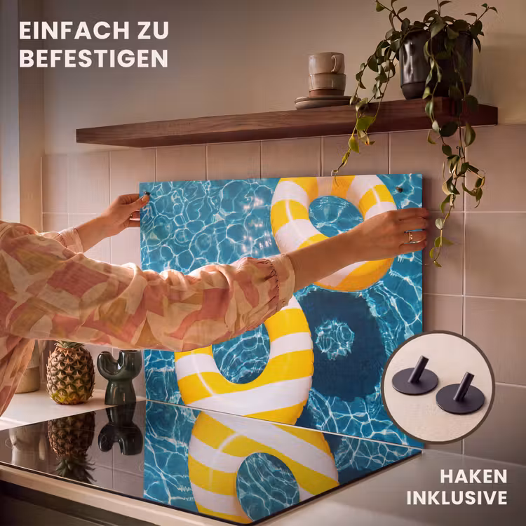 Zwembad - Zwembanden - Zomer - Geel - Blauw Inductie beschemer met haakjes klein -ky-ophangen-de