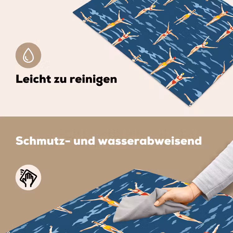 Zwemsters- Retro - Blauw Inductie beschemer met haakjes klein 777 -ky-schoon-de