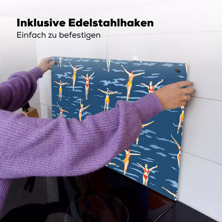 Zwemsters- Retro - Blauw Inductie beschemer met haakjes klein 777 -ky-ophangen-de