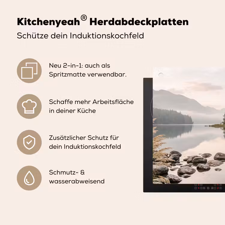 Meer - Bergen - Landschap - Groen Inductie beschemer met haakjes klein -ky-usp-de