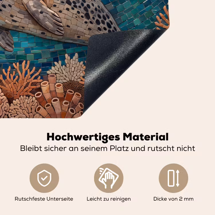 Zeehond - Mozaïek - Onderwater - Dieren - Blauw Inductie beschemer met haakjes klein -ky-onderkant-de
