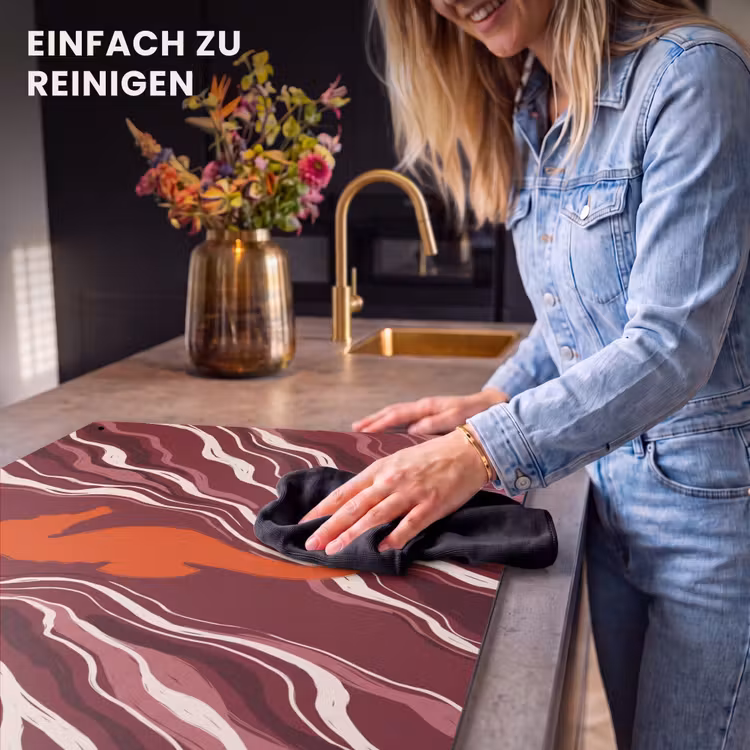 Zeepaardje - Golven - Zeeleven - Abstract - Oranje Inductie beschemer met haakjes klein -ky-schoon-de