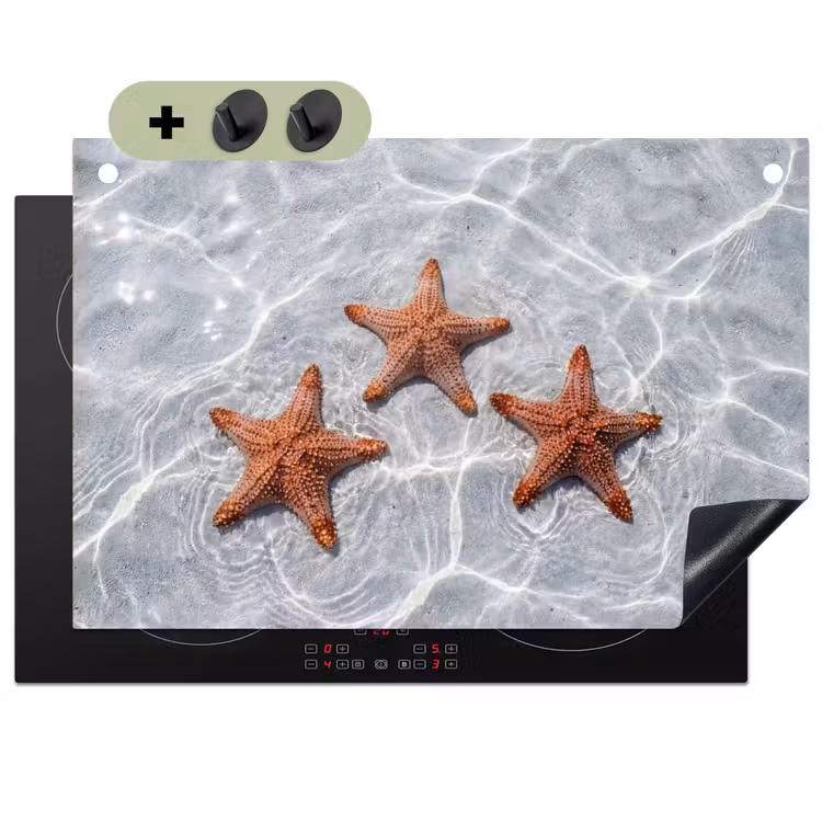 Zeesterren - Water - Helder Inductie beschemer met haakjes klein -3d