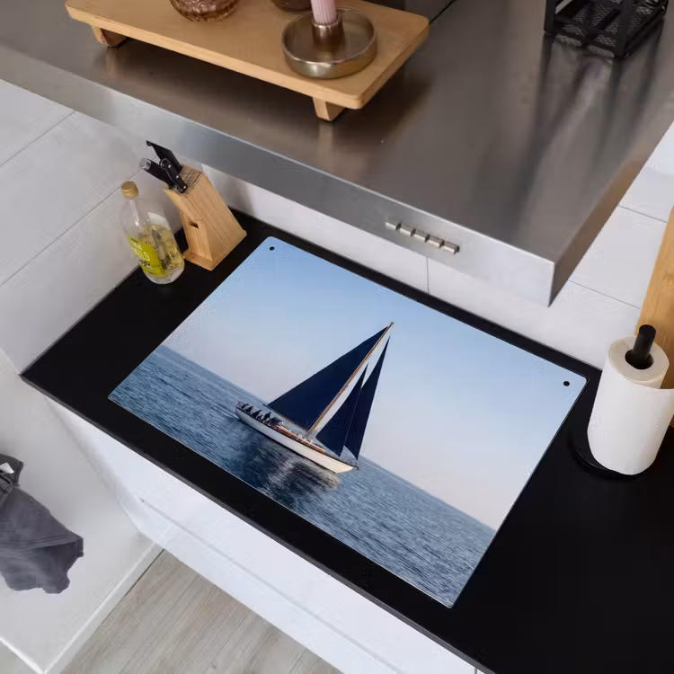 Zeilboot - Zee - Blauw Inductie beschemer met haakjes klein -sfeer1