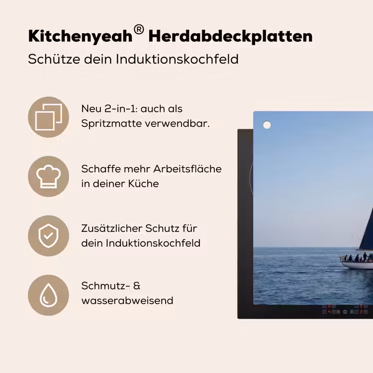 Zeilboot - Zee - Blauw Inductie beschemer met haakjes klein -ky-usp-de