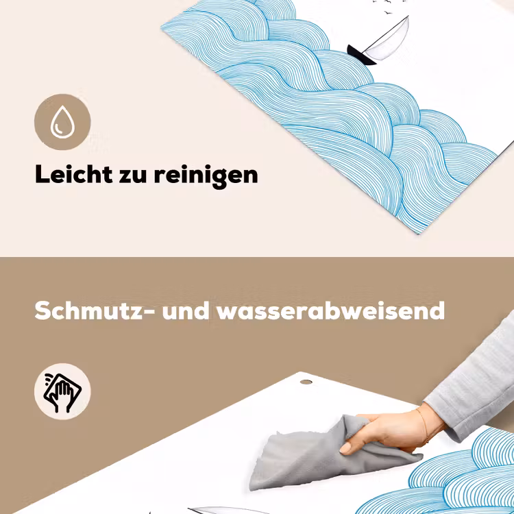 Zeilboot - Golven - Zee - Illustratie - Blauw Inductie beschemer met haakjes klein -ky-schoon-de