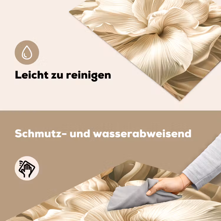 2-in-1 Herdabdeckplatte & Spritzschutz - Seidenblatt-Wellen - Zijden Bladgolven Inductie beschemer met haakjes klein
