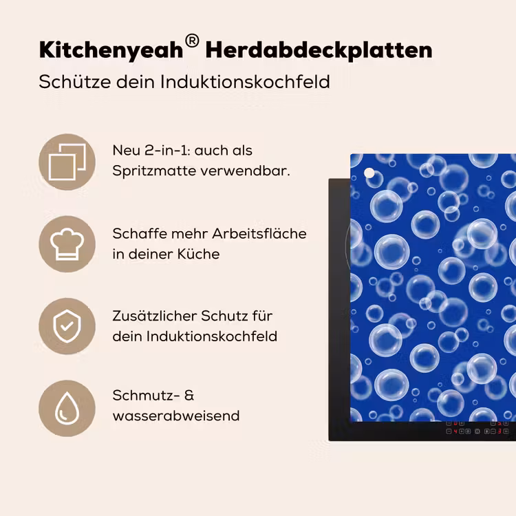 Bubbels - Patroon - Blauw Inductie beschemer met haakjes klein -ky-usp-de