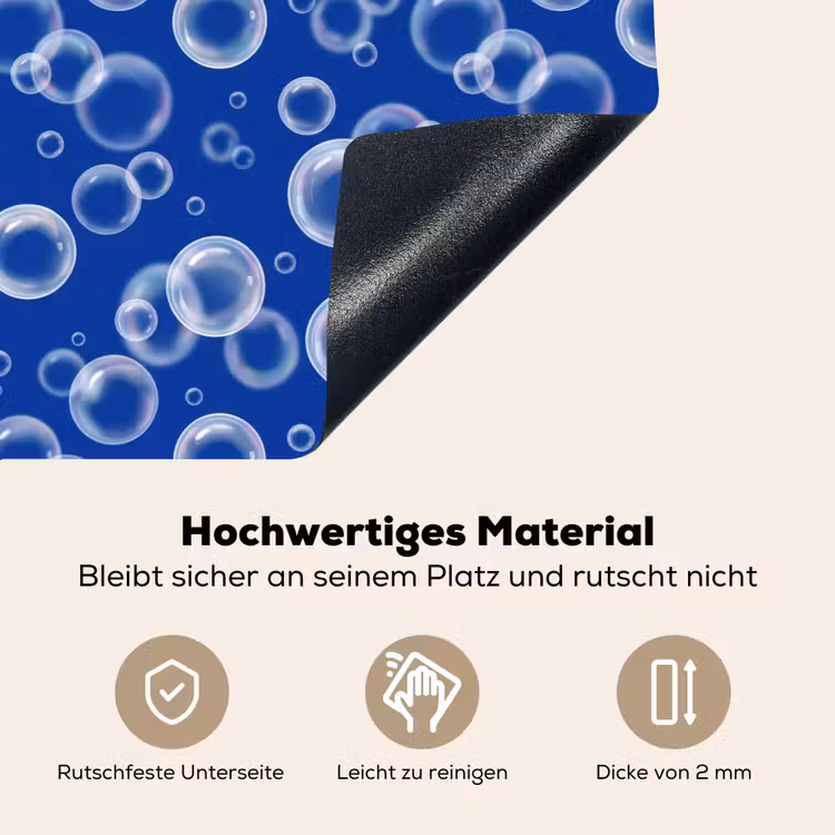 Bubbels - Patroon - Blauw Inductie beschemer met haakjes klein -ky-onderkant-de
